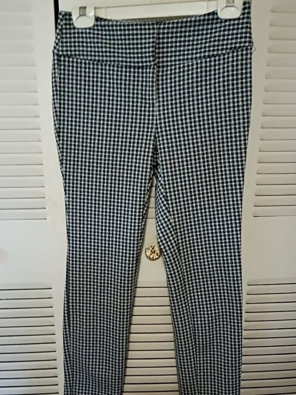 ALFANI Black & White Check Plaid Stretch Ankle Pants 4P 4 P S